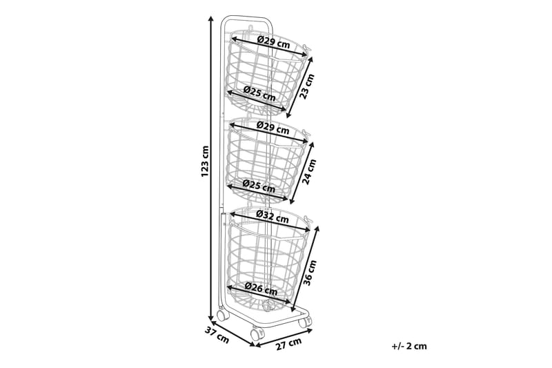 Ayapal Metallställ 37 cm 3 Korgar - Vit - Trådkorg