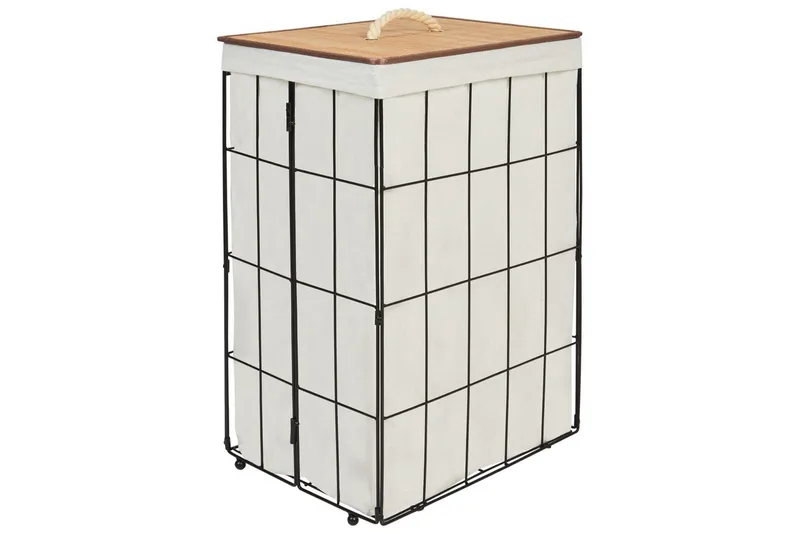 Tvättkorgar Mirissa Svart/vit/ljus trä - Svart/vit/ljus trä - Hus & renovering - Kök & bad - Badrum - Badrumstillbehör