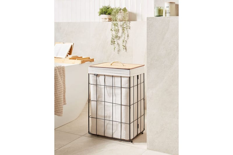 Tvättkorgar Mirissa Svart/vit/ljus trä - Svart/vit/ljus trä - Hus & renovering - Kök & bad - Badrum - Badrumstillbehör