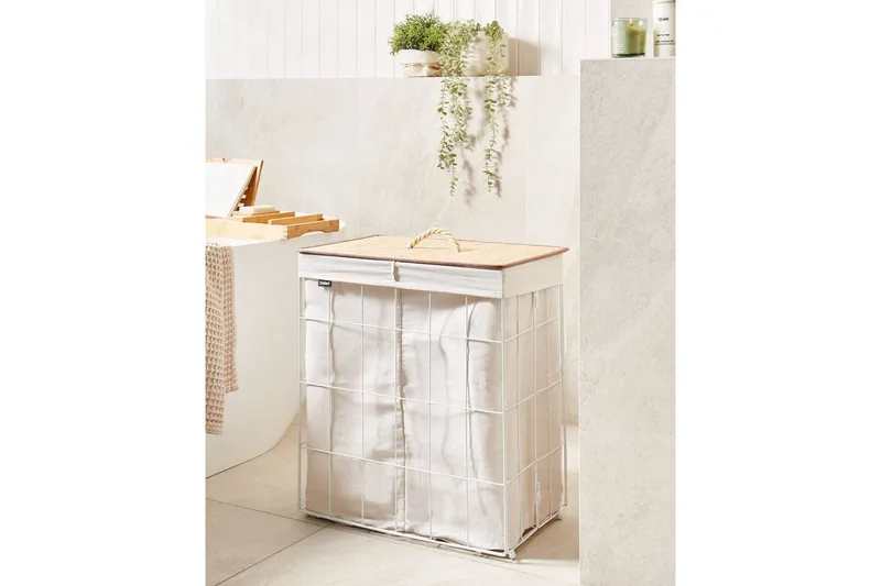 Tvättkorgar Mirissa Vit/ljust trä - Vit/ljust trä - Hus & renovering - Kök & bad - Badrum - Badrumstillbehör