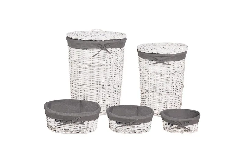 Tvättkorgar Vakari Grå/vit - Grå/vit - Förvaring - Småförvaring - Förvaringskorgar - Flätad korg & rottingkorg