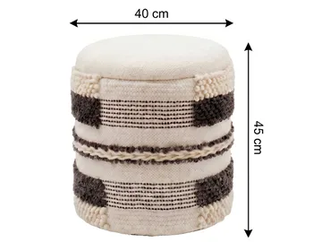 Virek Rund sittpuff med förvaring i ulltyg - beige - Förvaring - Småförvaring - Förvaringskorgar - Flätad korg & rottingkorg
