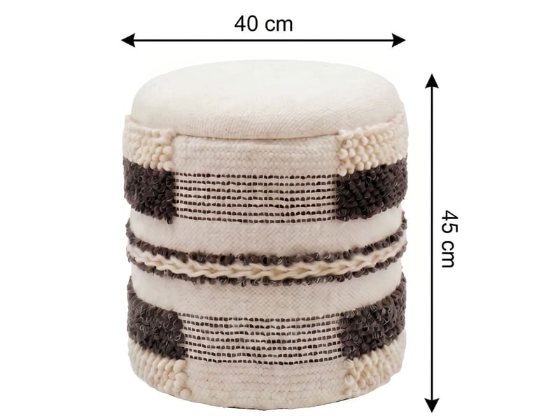 Virek Rund sittpuff med förvaring i ulltyg - beige - Förvaring - Småförvaring - Förvaringskorgar - Flätad korg & rottingkorg