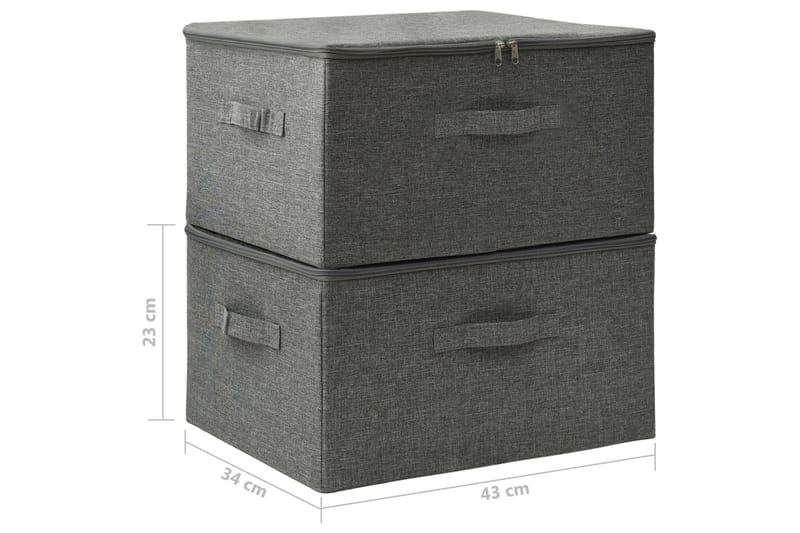 Förvaringslåda 2 st tyg 43x34x23 cm antracit - Antracit - Förvaring - Småförvaring - Förvaringslåda