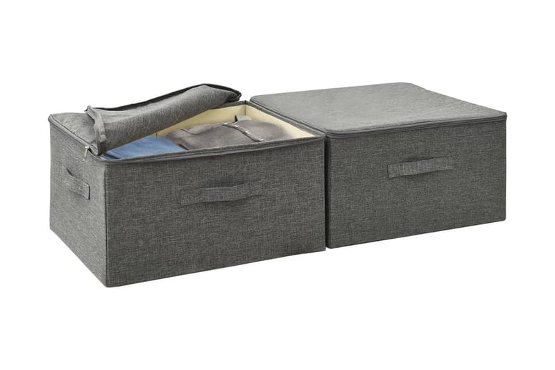 Förvaringslåda 2 st tyg 43x34x23 cm antracit - Antracit - Förvaring - Småförvaring - Förvaringslåda
