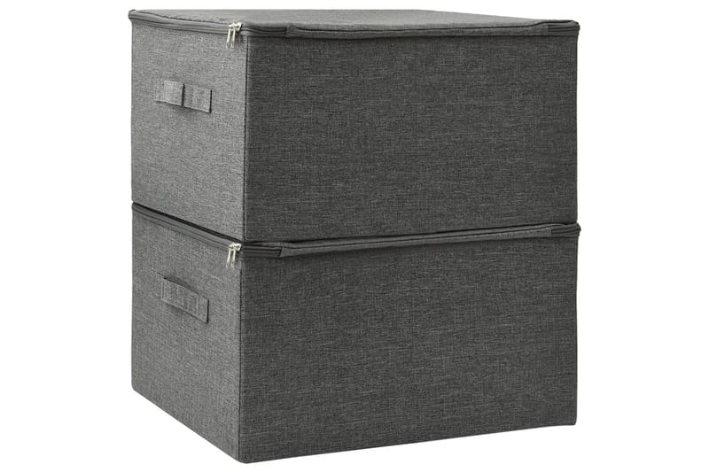 Förvaringslåda 2 st tyg 43x34x23 cm antracit - Antracit - Förvaring - Småförvaring - Förvaringslåda