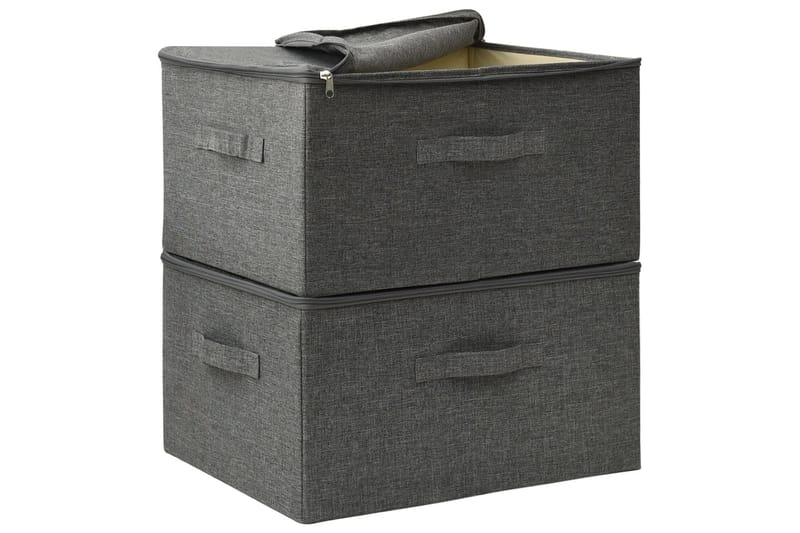 Förvaringslåda 2 st tyg 43x34x23 cm antracit - Antracit - Förvaring - Småförvaring - Förvaringslåda