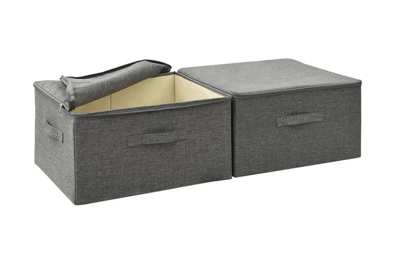 Förvaringslåda 2 st tyg 43x34x23 cm antracit - Antracit - Förvaring - Småförvaring - Förvaringslåda