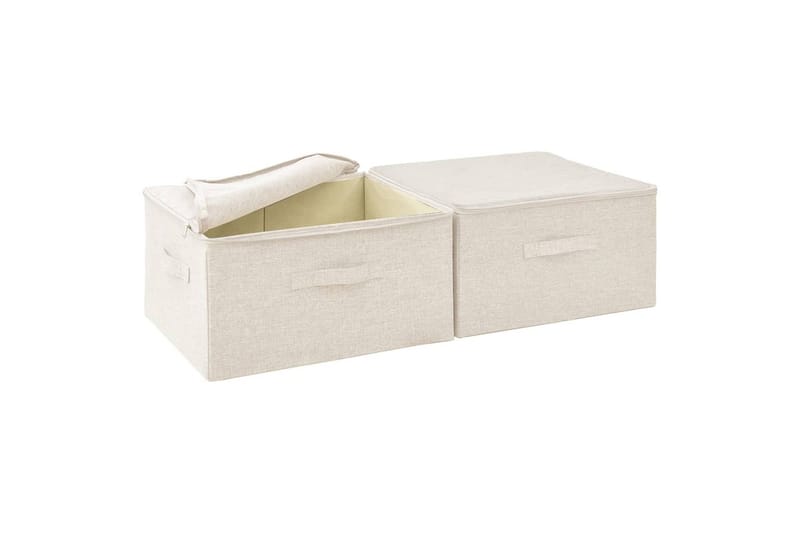 Förvaringslåda 2 st tyg 43x34x23 cm gräddvit - Vit - Förvaring - Småförvaring - Förvaringslåda