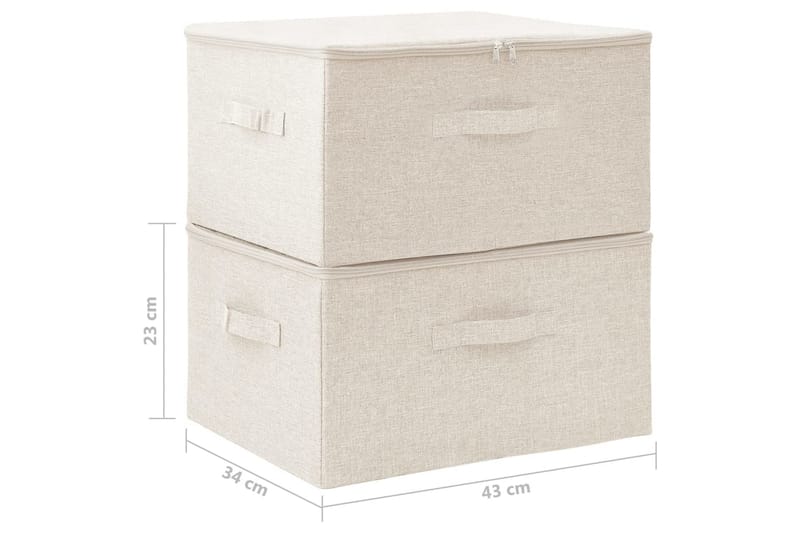 Förvaringslåda 2 st tyg 43x34x23 cm gräddvit - Vit - Förvaring - Småförvaring - Förvaringslåda