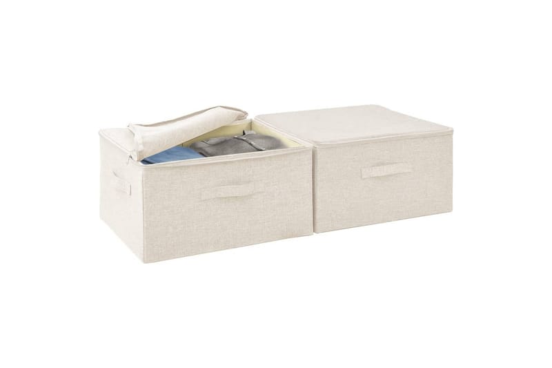 Förvaringslåda 2 st tyg 43x34x23 cm gräddvit - Vit - Förvaring - Småförvaring - Förvaringslåda