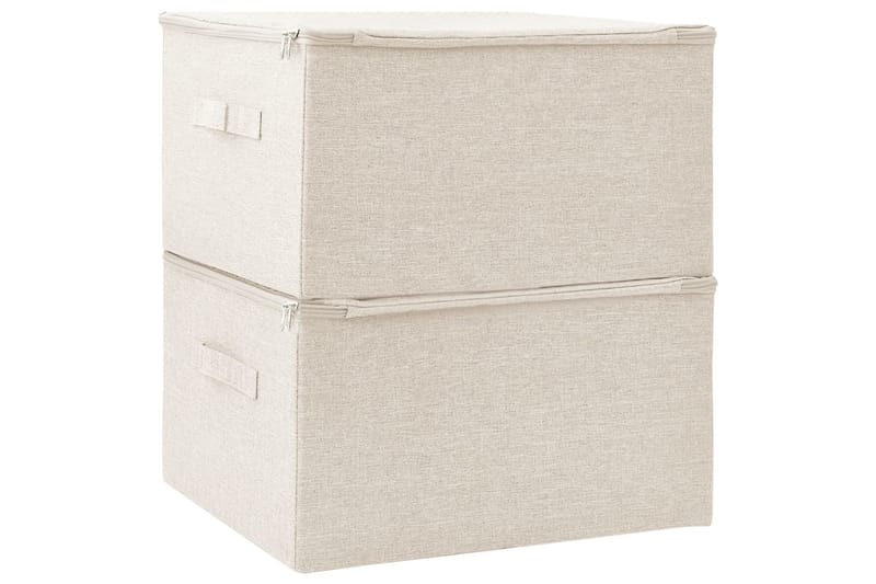 Förvaringslåda 2 st tyg 43x34x23 cm gräddvit - Vit - Förvaring - Småförvaring - Förvaringslåda