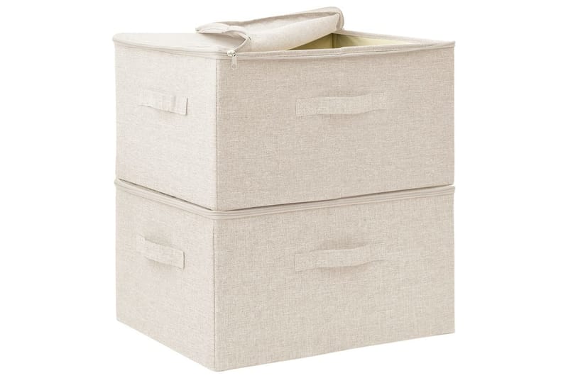 Förvaringslåda 2 st tyg 43x34x23 cm gräddvit - Vit - Förvaring - Småförvaring - Förvaringslåda