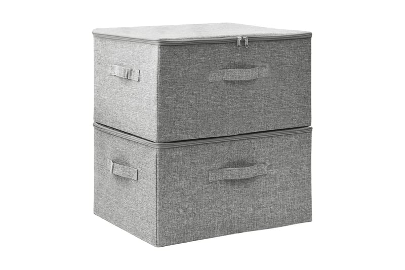 Förvaringslåda 2 st tyg 43x34x23 cm grå - Grå - Förvaring - Småförvaring - Förvaringslåda