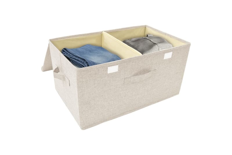 Förvaringslåda 2 st tyg 50x30x25 cm gräddvit - Vit - Förvaring - Småförvaring - Förvaringslåda