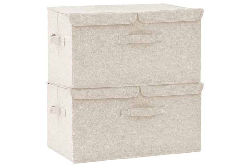 Förvaringslåda 2 st tyg 50x30x25 cm gräddvit - Vit - Förvaring - Småförvaring - Förvaringslåda