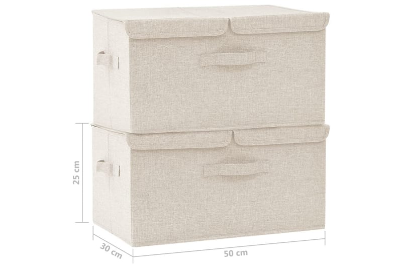 Förvaringslåda 2 st tyg 50x30x25 cm gräddvit - Vit - Förvaring - Småförvaring - Förvaringslåda