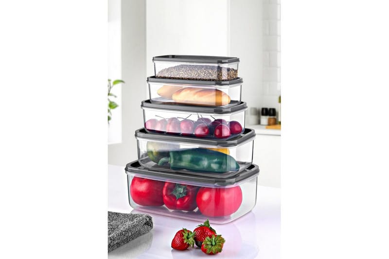 Förvaringslådesats (5 delar) Quantis Transparent - Multifärgad - Förvaring - Småförvaring - Förvaringslåda - Plastback & plastlåda