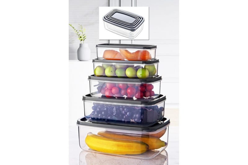 Förvaringslådesats (5 delar) Quantis Transparent - Multifärgad - Förvaring - Småförvaring - Förvaringslåda - Plastback & plastlåda