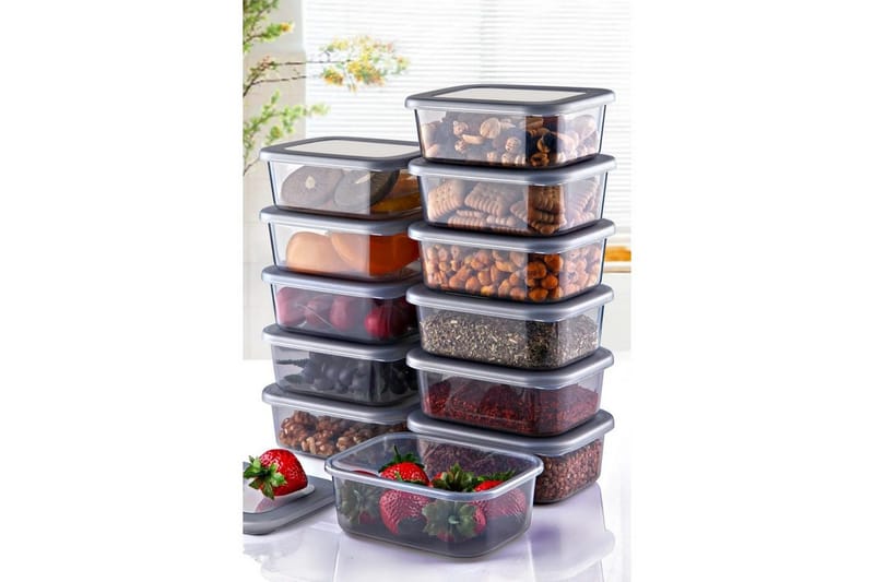 Förvaringslådeset (12 delar) Ornel Antracit - Antracit - Förvaring - Småförvaring - Förvaringslåda - Plastback & plastlåda