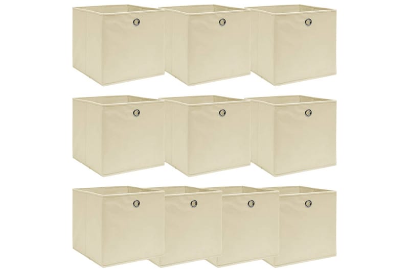 Förvaringslådor 10 st gräddvit 32x32x32 cm tyg - Vit - Förvaring - Småförvaring - Förvaringslåda