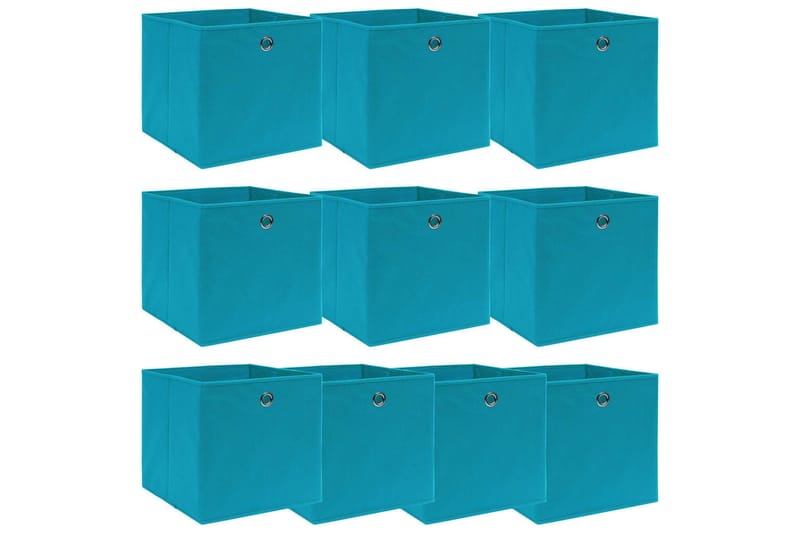 Förvaringslådor 10 st ljusblå 32x32x32 cm tyg - Blå - Förvaringslåda