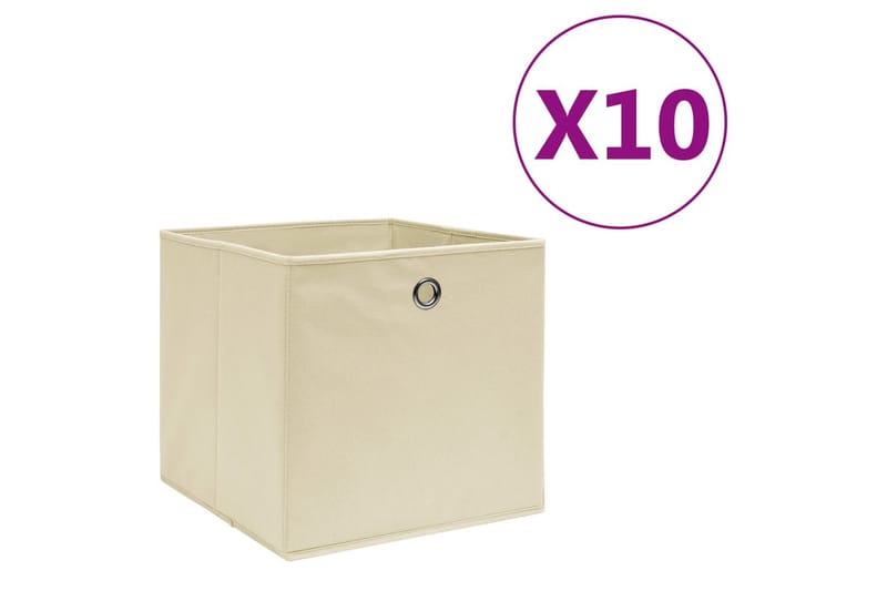 Förvaringslådor 10 st non-woven tyg 28x28x28 cm gräddvit - Kräm - Förvaring - Småförvaring - Förvaringslåda