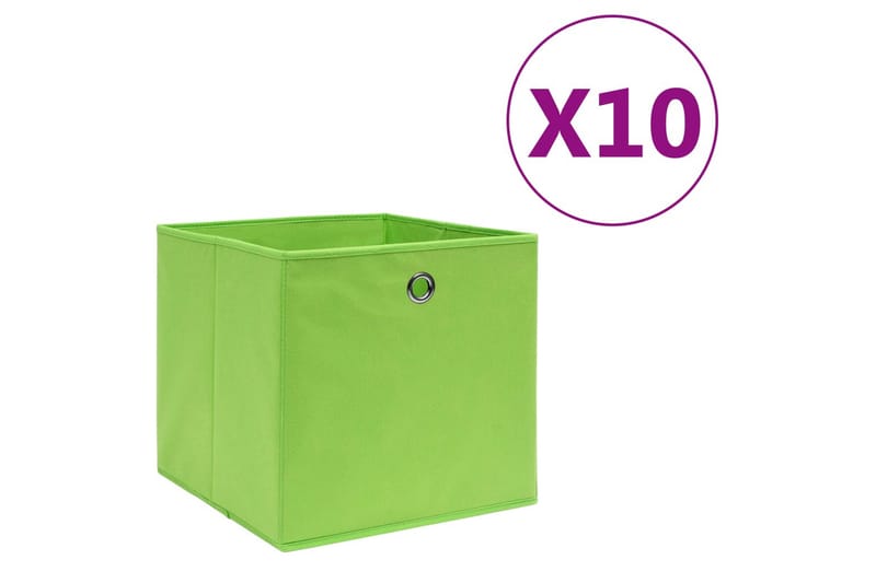 Förvaringslådor 10 st non-woven tyg 28x28x28 cm grön - Grön - Förvaring - Småförvaring - Förvaringslåda