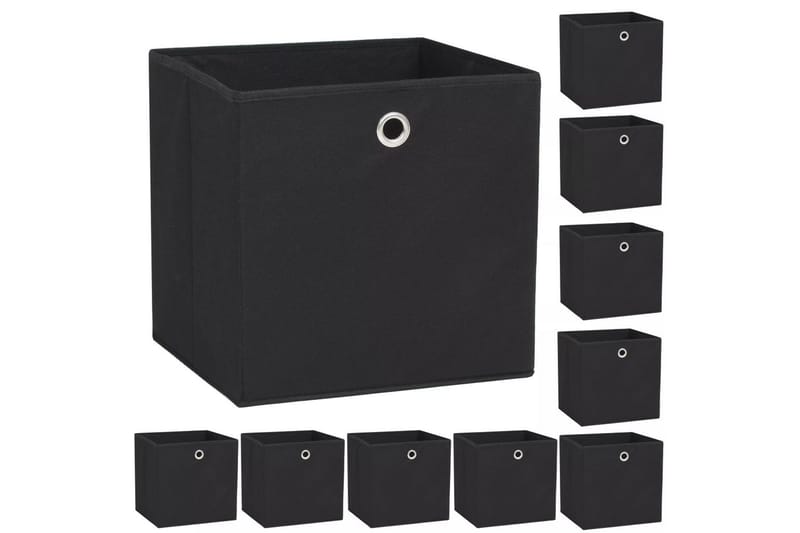 Förvaringslådor 10 st non-woven tyg 32x32x32 cm svart - Svart - Förvaring - Småförvaring - Förvaringslåda