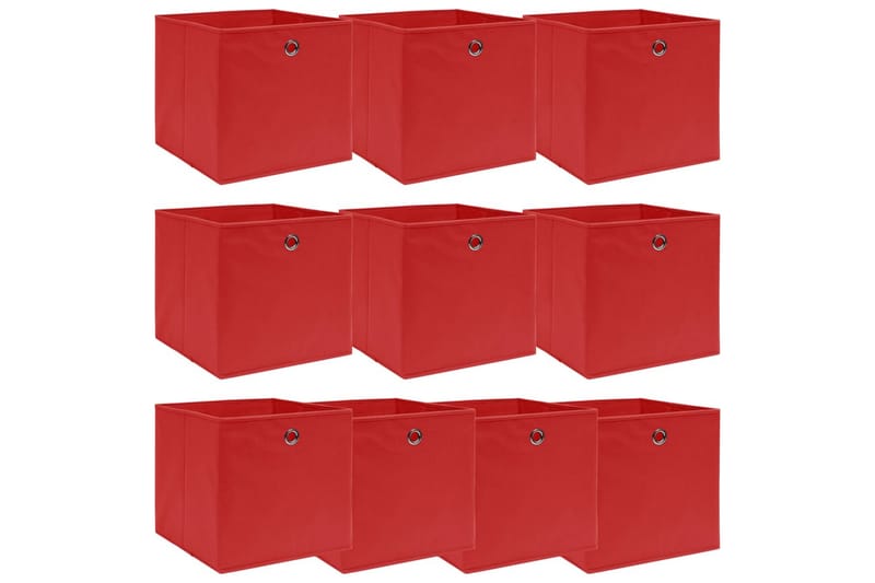 Förvaringslådor 10 st röd 32x32x32 cm tyg - Röd - Förvaring - Småförvaring - Förvaringslåda