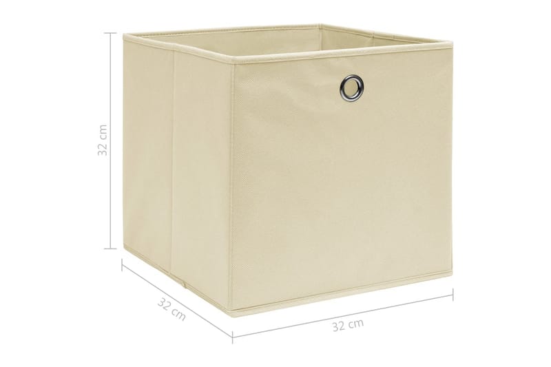 F�örvaringslådor 4 st gräddvit 32x32x32 cm tyg - Vit - Förvaring - Småförvaring - Förvaringslåda
