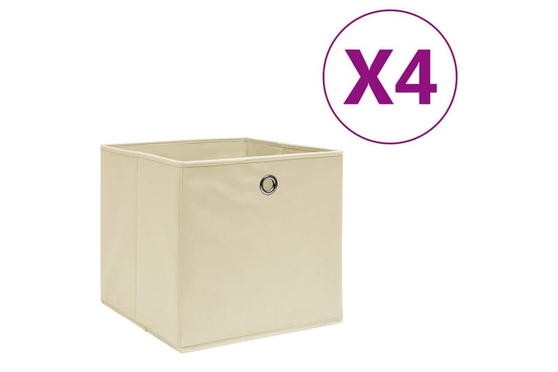 Förvaringslådor 4 st non-woven tyg 28x28x28 cm gräddvit - Kräm - Förvaring - Småförvaring - Förvaringslåda