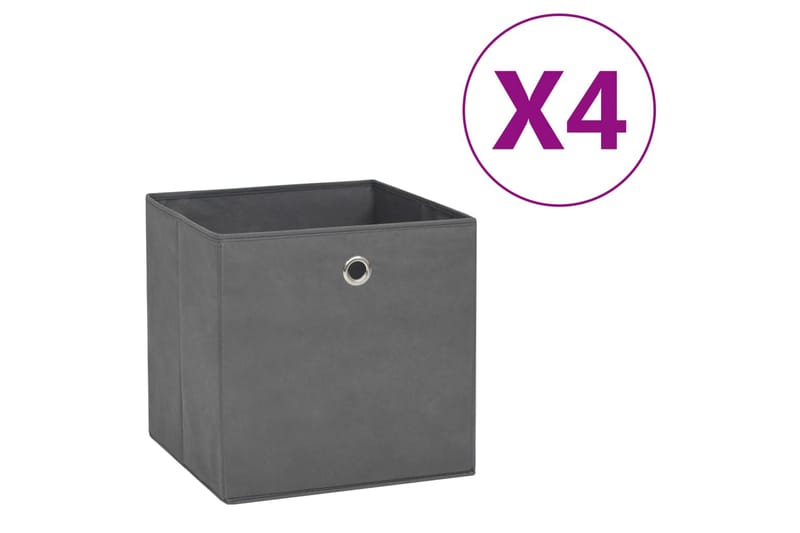 Förvaringslådor 4 st non-woven tyg 28x28x28 cm grå - Grå - Förvaring - Småförvaring - Förvaringslåda