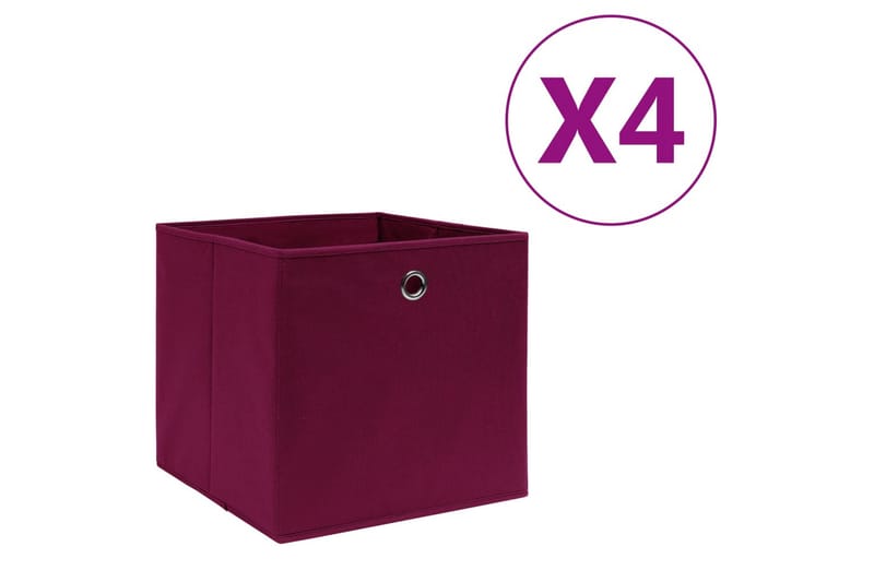 Förvaringslådor 4 st non-woven tyg 28x28x28 cm mörkröd - Röd - Förvaring - Småförvaring - Förvaringslåda