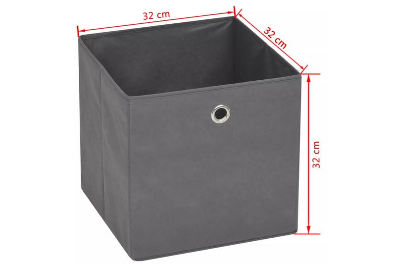 Förvaringslådor 4 st non-woven tyg 32x32x32 cm grå - Grå - Förvaring - Småförvaring - Förvaringslåda