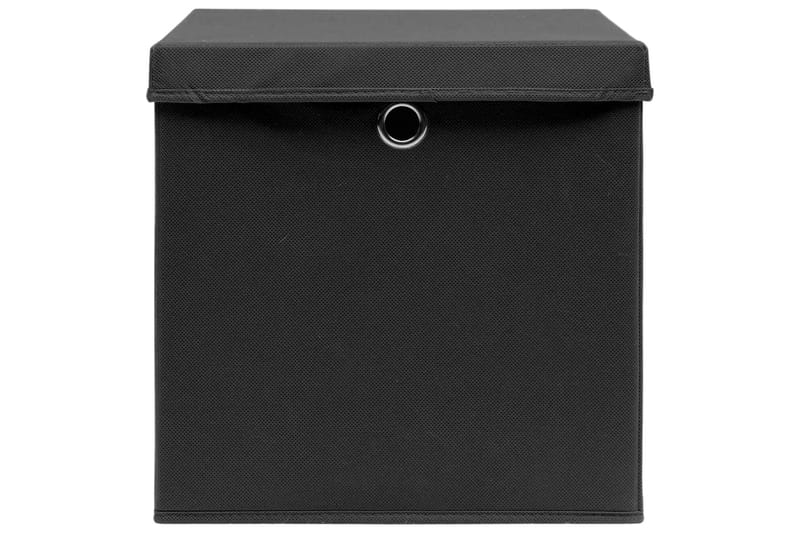 Förvaringslådor med lock 10 st 28x28x28 cm svart - Svart - Förvaringslåda