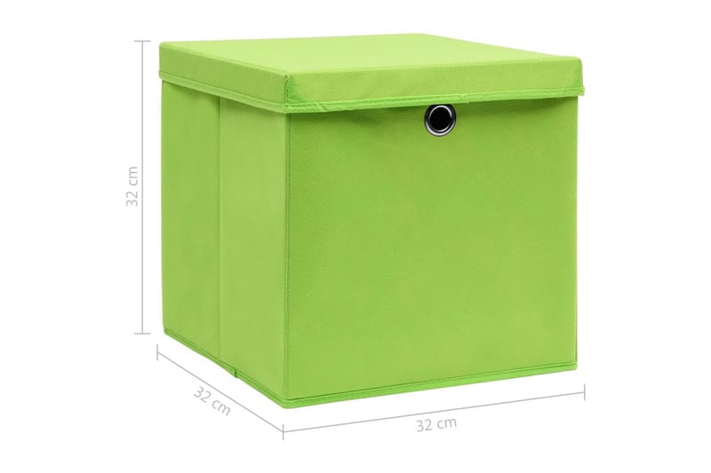 Förvaringslådor med lock 10 st grön 32x32x32 cm tyg - Grön - Förvaringslåda