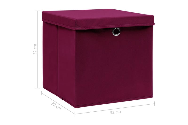 Förvaringslådor med lock 10 st mörkröd 32x32x32 cm tyg - Röd - Förvaring - Småförvaring - Förvaringslåda