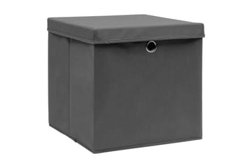 Förvaringslådor med lock 4 st 28x28x28 cm grå