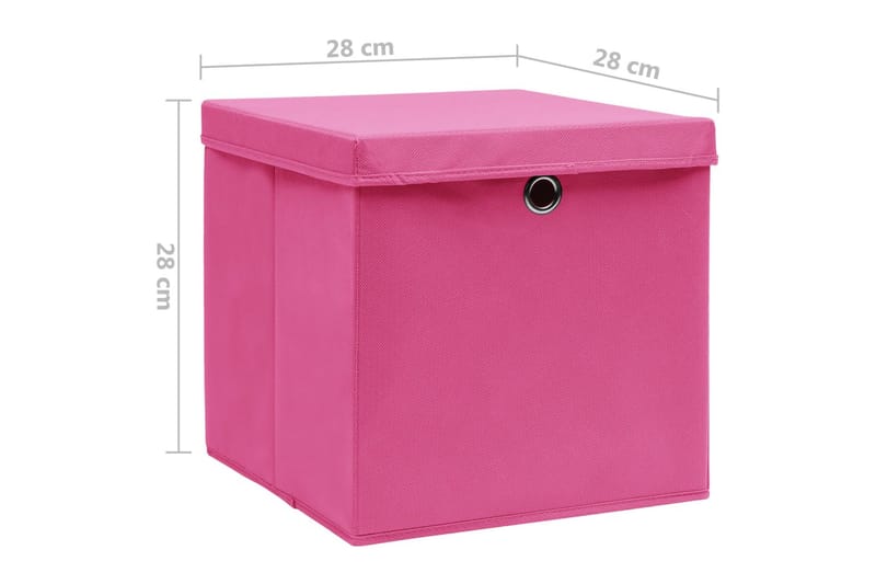 Förvaringslådor med lock 4 st 28x28x28 cm rosa - Rosa - Förvaringslåda