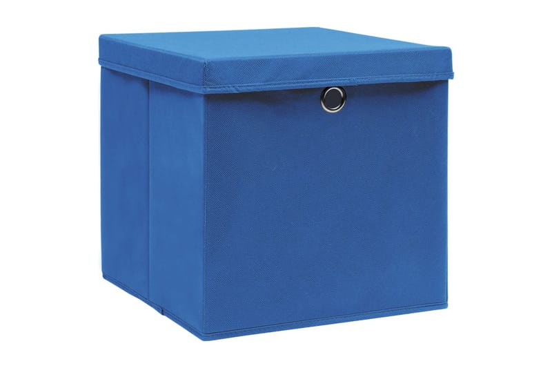 Förvaringslådor med lock 4 st blå 32x32x32 cm tyg - Blå - Förvaring - Småförvaring - Förvaringslåda
