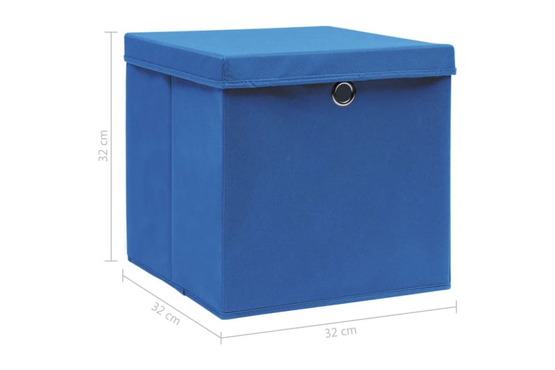 Förvaringslådor med lock 4 st blå 32x32x32 cm tyg - Blå - Förvaring - Småförvaring - Förvaringslåda