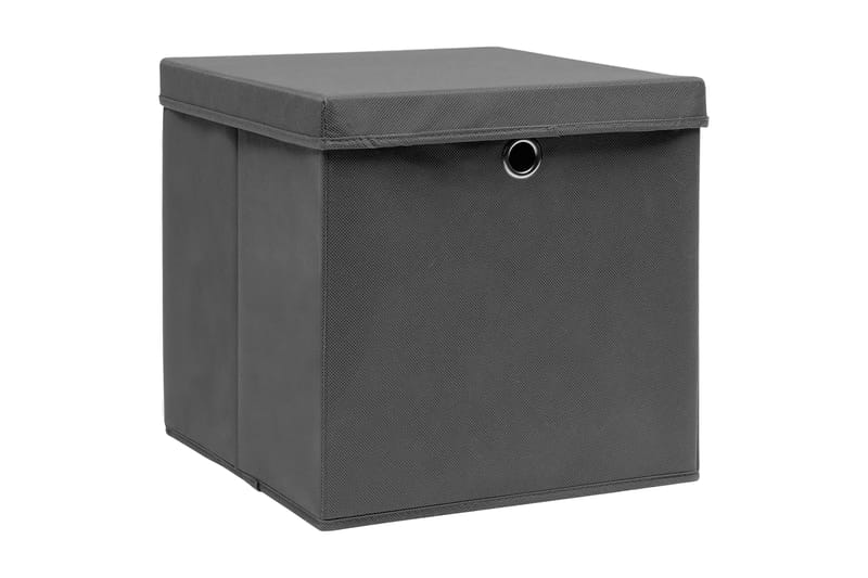 Förvaringslådor med lock 4 st grå 32x32x32 cm tyg - Grå - Förvaring - Småförvaring - Förvaringslåda