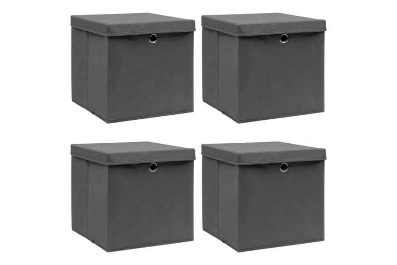 Förvaringslådor med lock 4 st grå 32x32x32 cm tyg - Grå - Förvaring - Småförvaring - Förvaringslåda