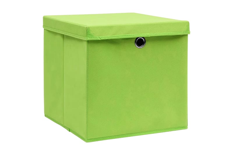 Förvaringslådor med lock 4 st grön 32x32x32 cm tyg - Grön - Förvaringslåda