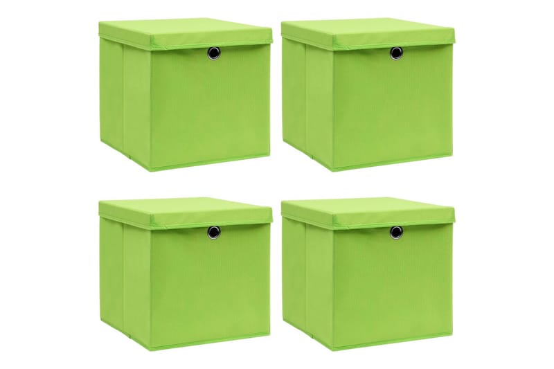 Förvaringslådor med lock 4 st grön 32x32x32 cm tyg - Grön - Förvaring - Småförvaring - Förvaringslåda