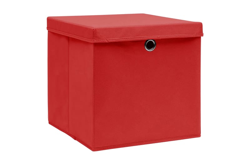 Förvaringslådor med lock 4 st röd 32x32x32 cm tyg - Röd - Förvaringslåda