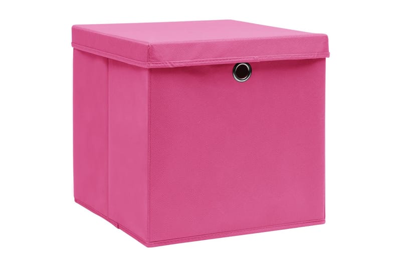 Förvaringslådor med lock 4 st rosa 32x32x32 cm tyg - Rosa - Förvaringslåda