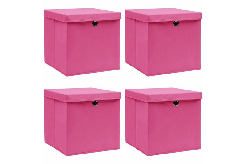 Förvaringslådor med lock 4 st rosa 32x32x32 cm tyg - Rosa - Förvaring - Småförvaring - Förvaringslåda