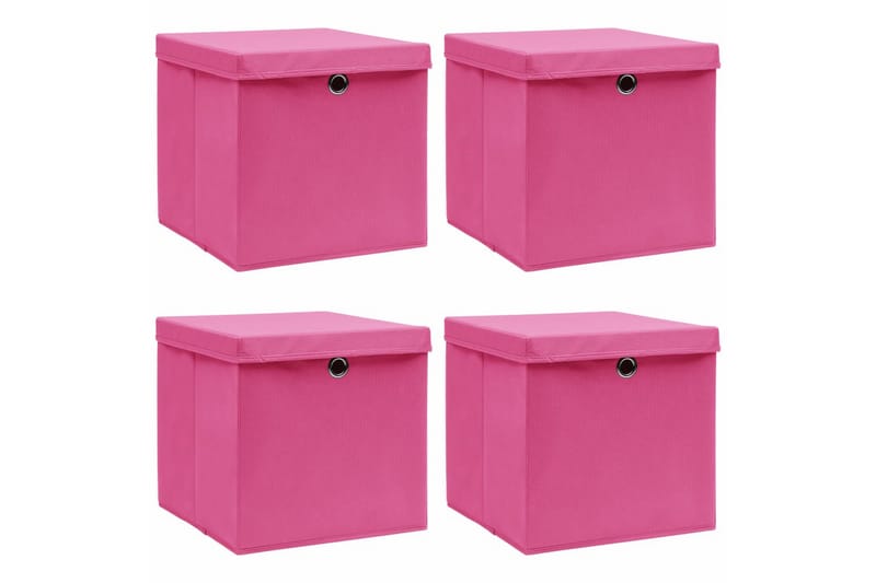 Förvaringslådor med lock 4 st rosa 32x32x32 cm tyg - Rosa - Förvaringslåda